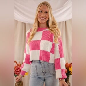 Moon & Madison Checker Crop Sweater